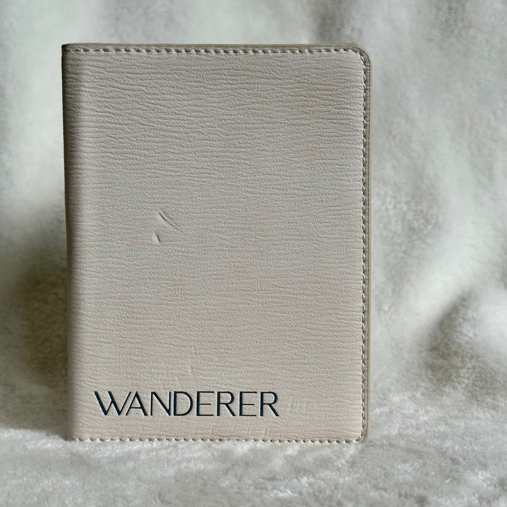 Anthropologie Wanderer Cream Beige Faux Leather Passport Holder Wallet